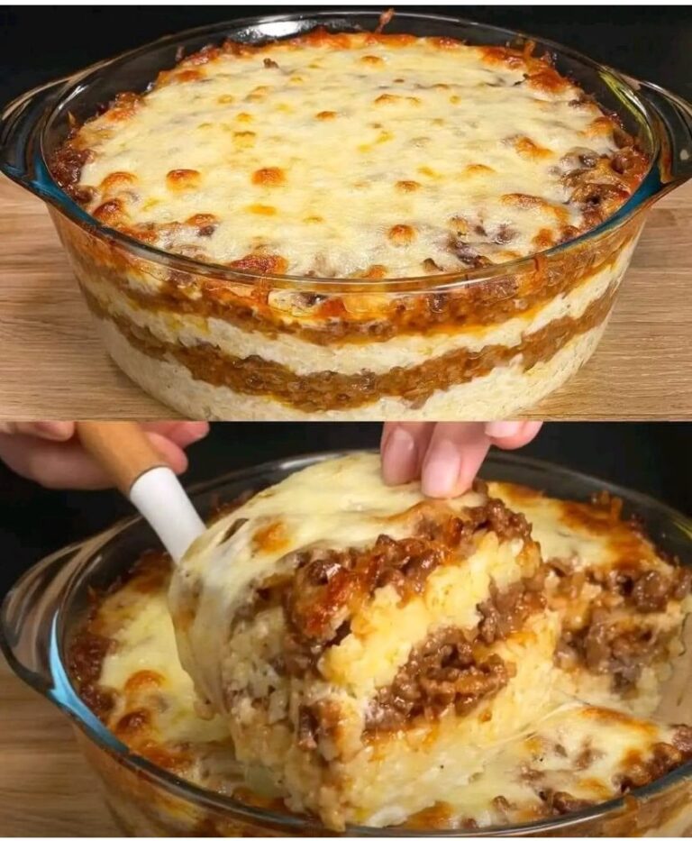 Layered Rice & Meat Bake.