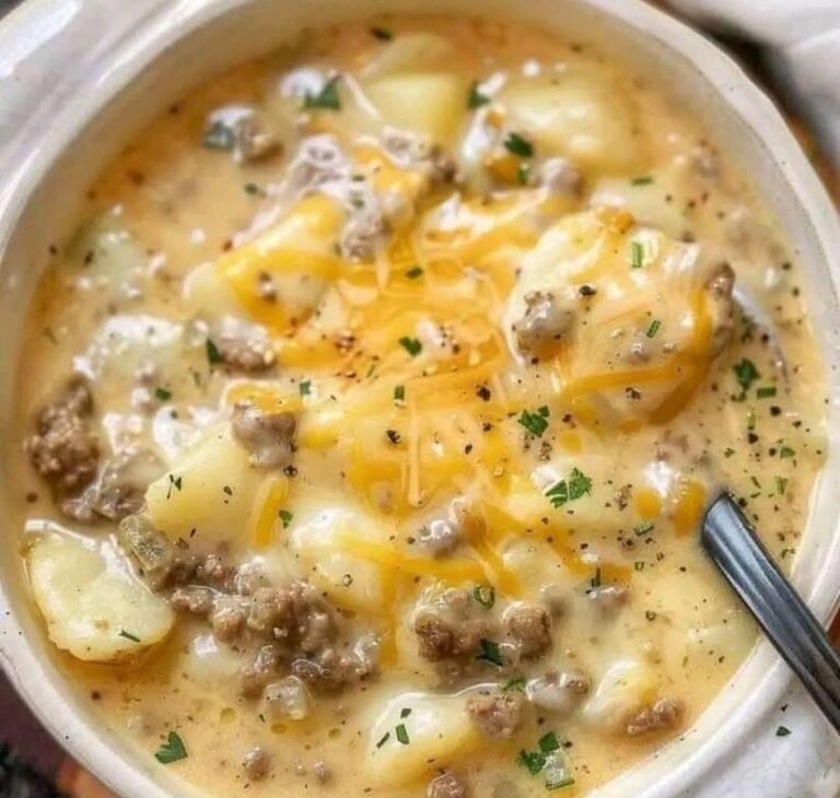 Cheesy Potato Soup with Ground Bee